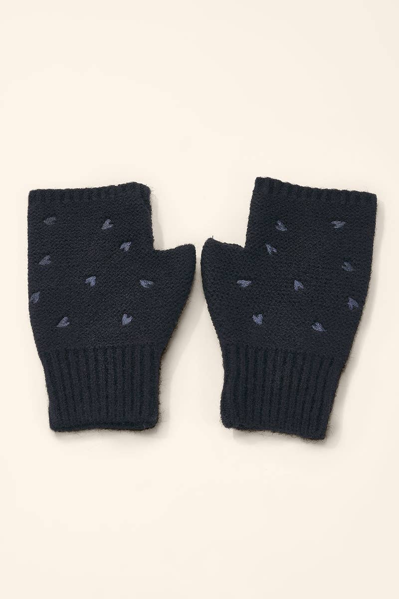Knitted mitten with small embroidered hearts MT201SD