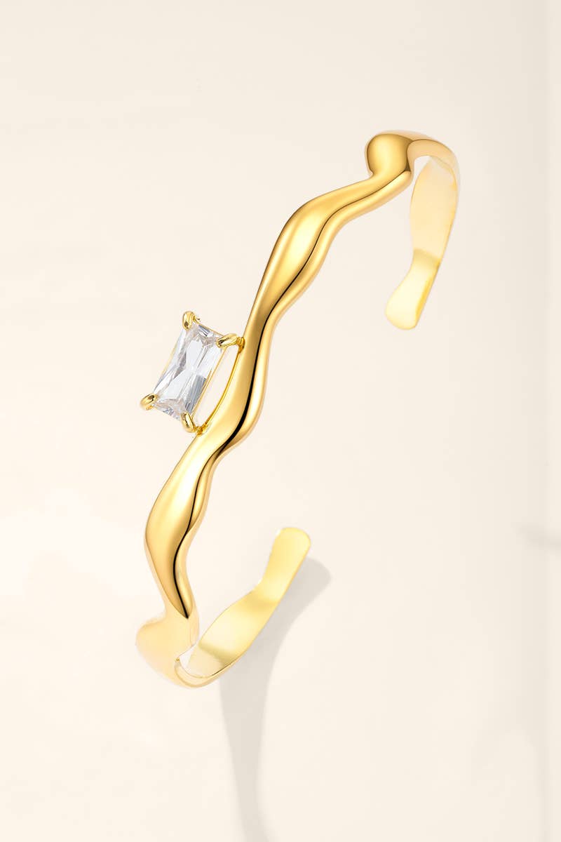 Bracelet jonc ondulé à zircon en acier inoxydable 324AQ550
