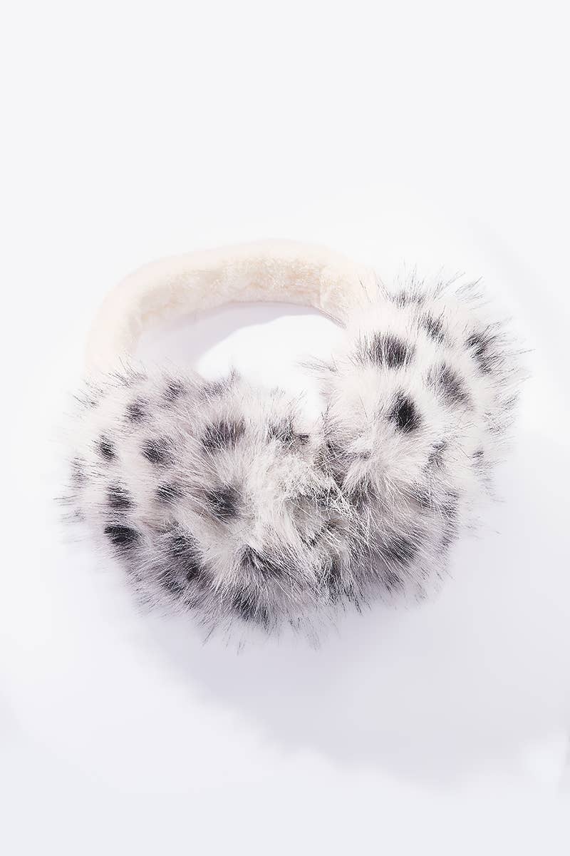 CC06 Faux fur leopard print earmuffs