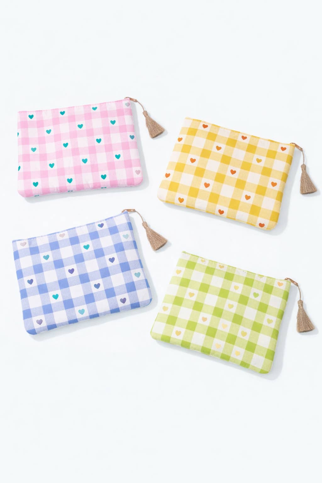 Heart gingham print pouch 21x16 cm CY70
