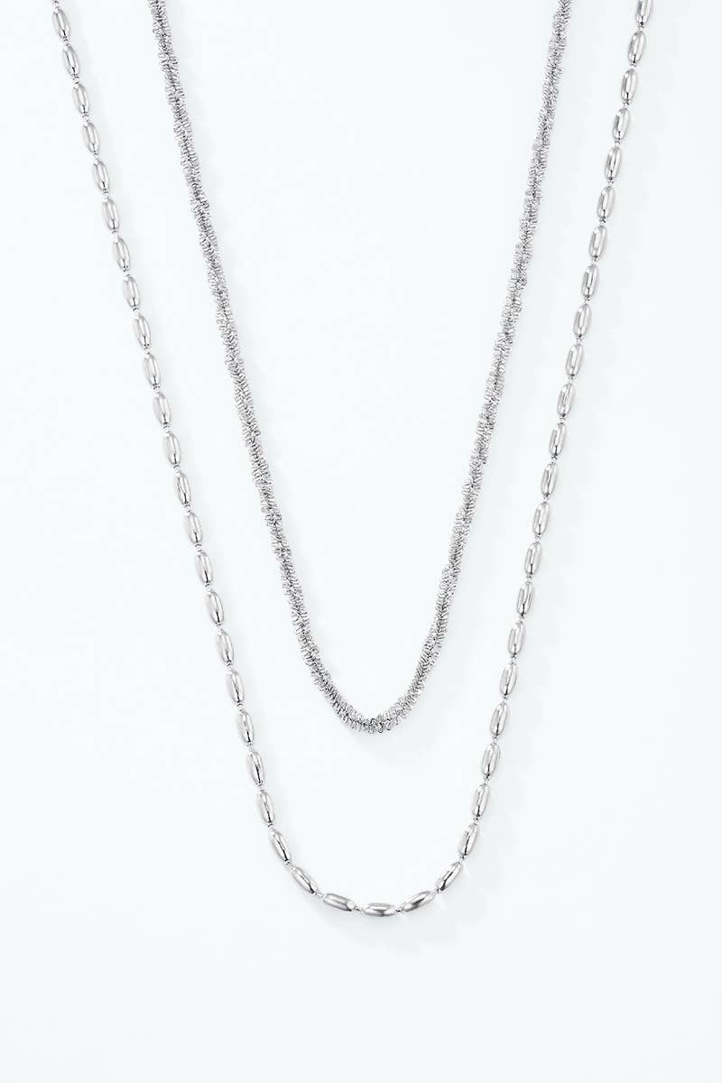 Stainless steel double chain necklace 224AQ386