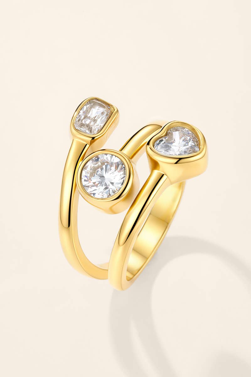 Bague triple bandes à zircons en acier inoxydable 424AQ521