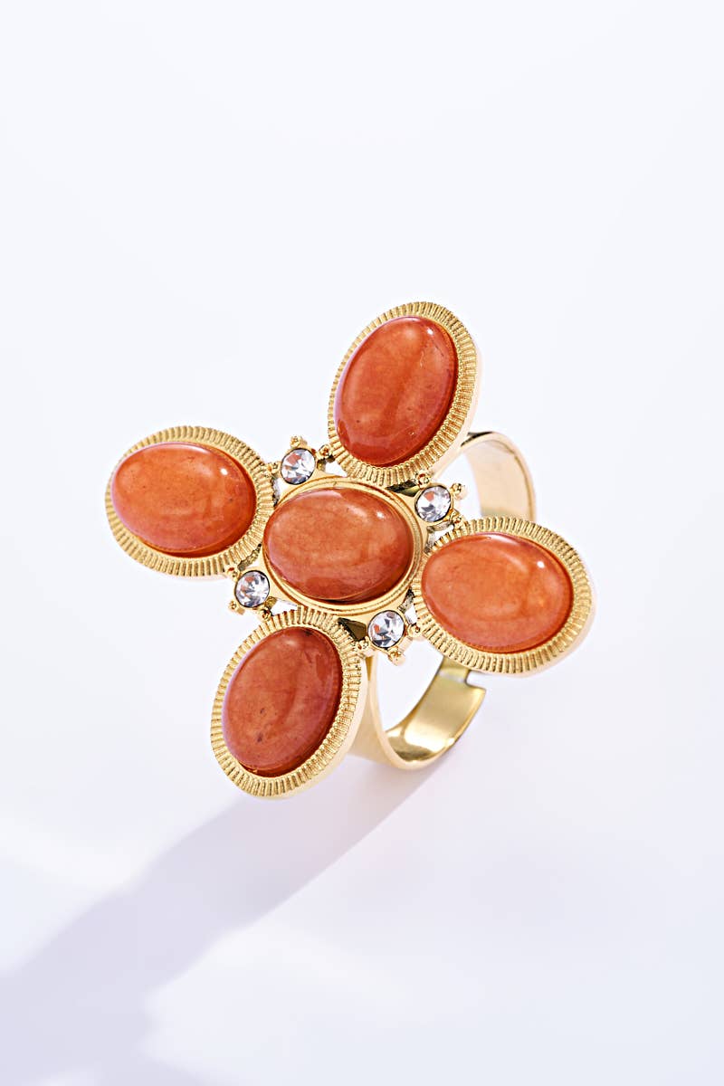Bague avec pierres colorés en acier inoxydable 424RX87