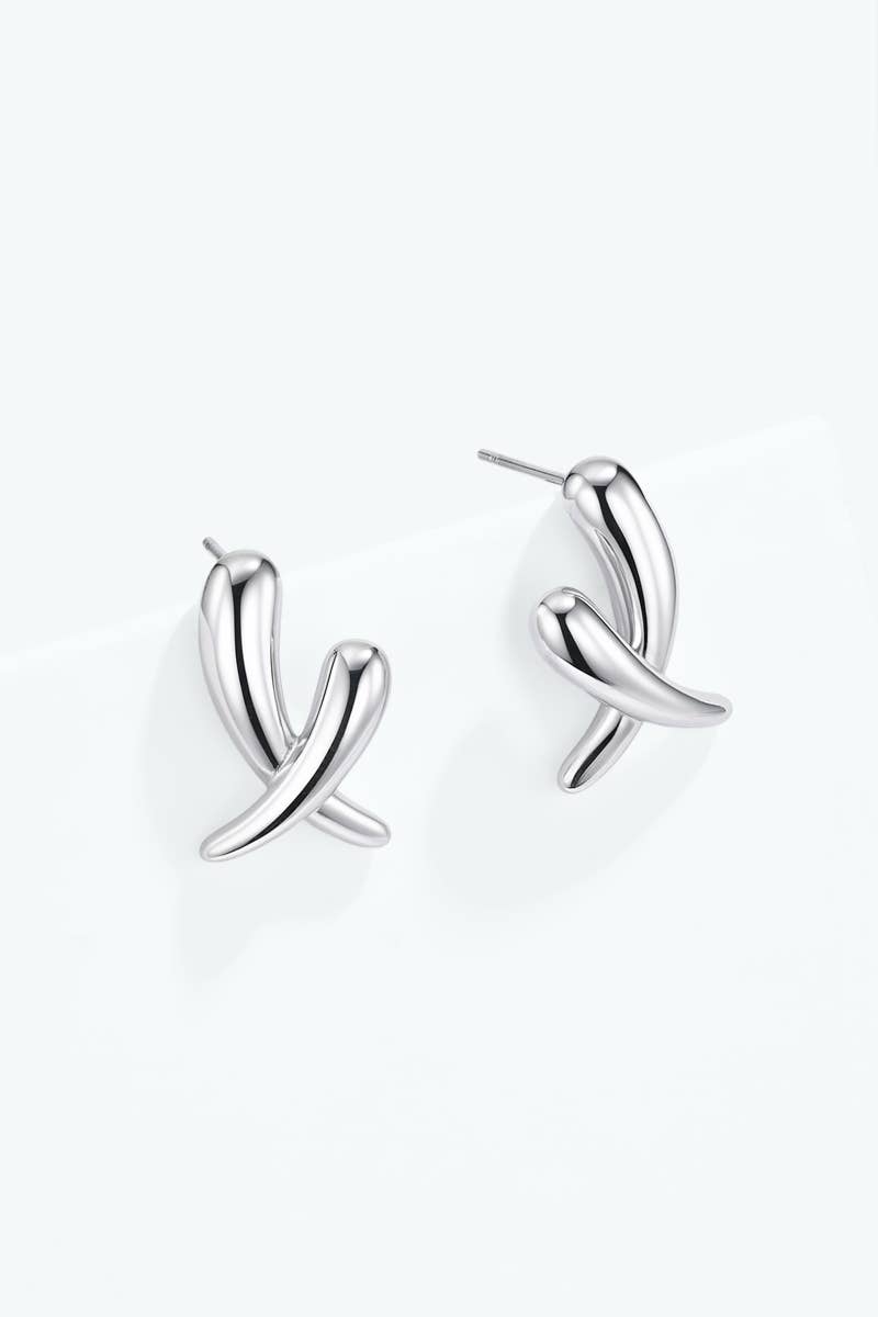 Stainless steel crossover earrings 124AQ665