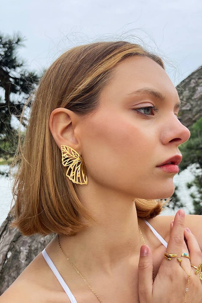 Butterfly stainless steel earrings 124AQ382