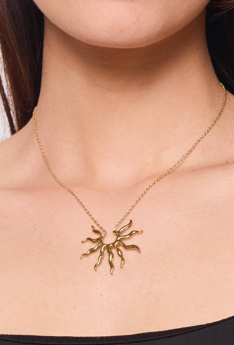 Stainless Steel Sunbeam Necklace 224AQ139