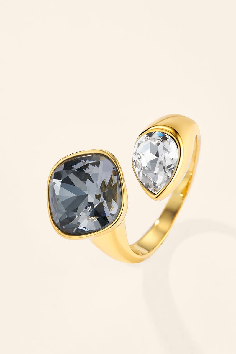 Bague Toi & Moi à zircons en acier inoxydable 424AQ518