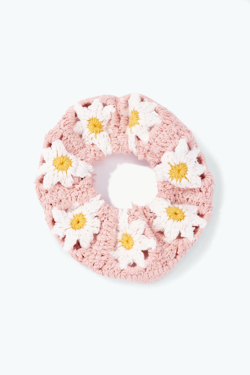 Crochet flower elastic hair scrunchie 13cm FQ301HS