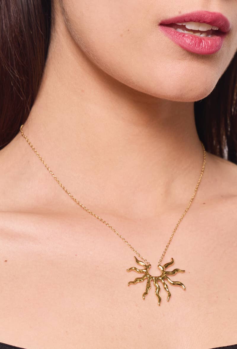 Stainless Steel Sunbeam Necklace 224AQ139