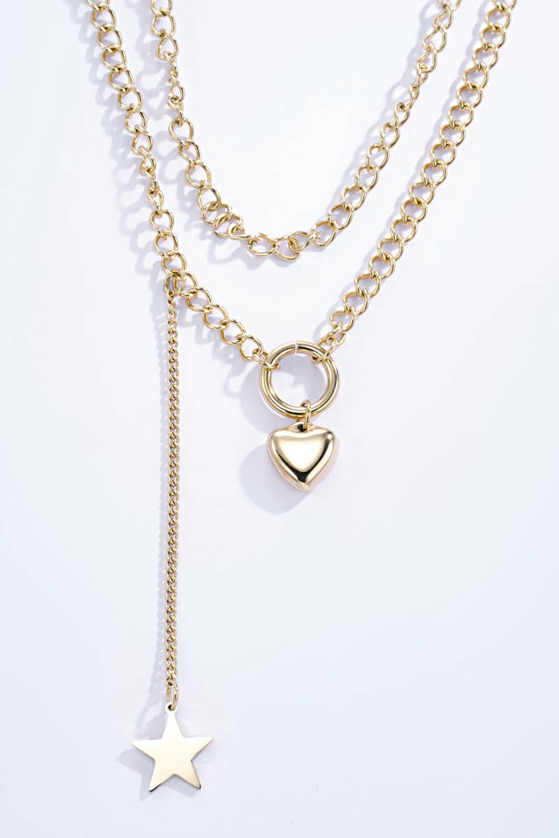 Collier double avec étoile et cœur 224AQ37