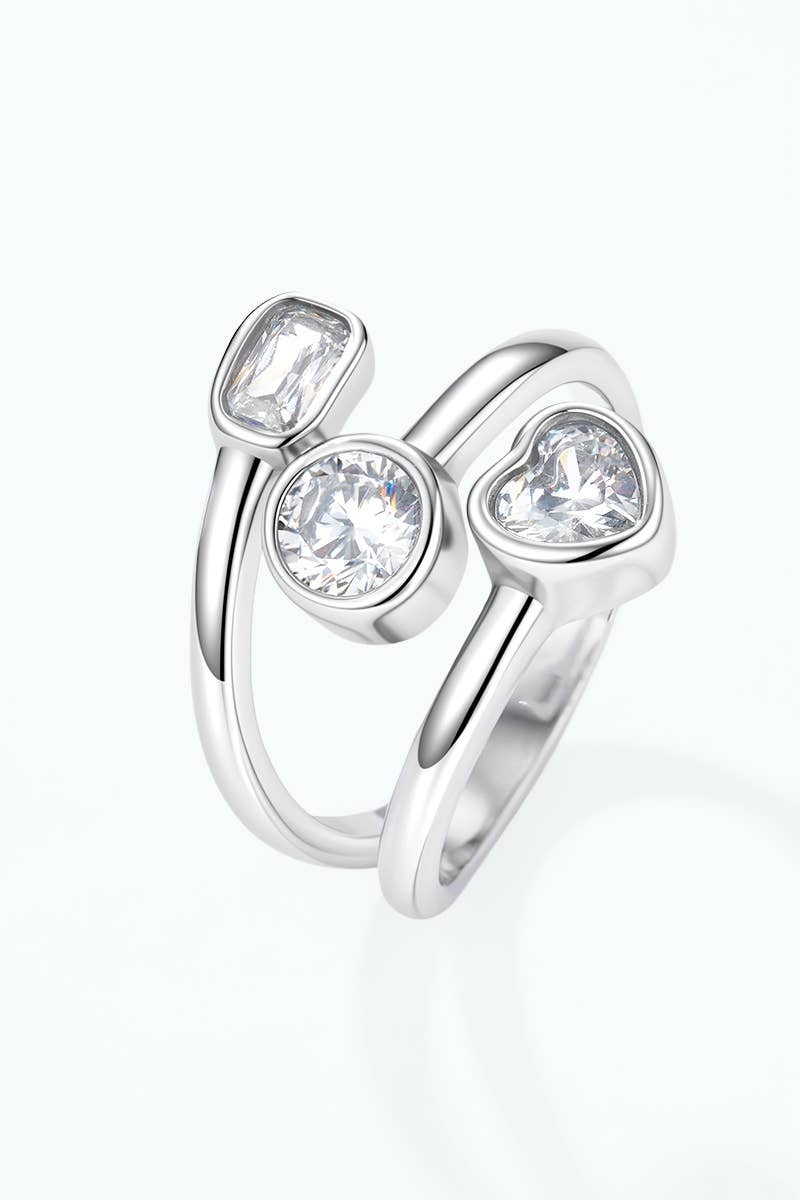 Bague triple bandes à zircons en acier inoxydable 424AQ521