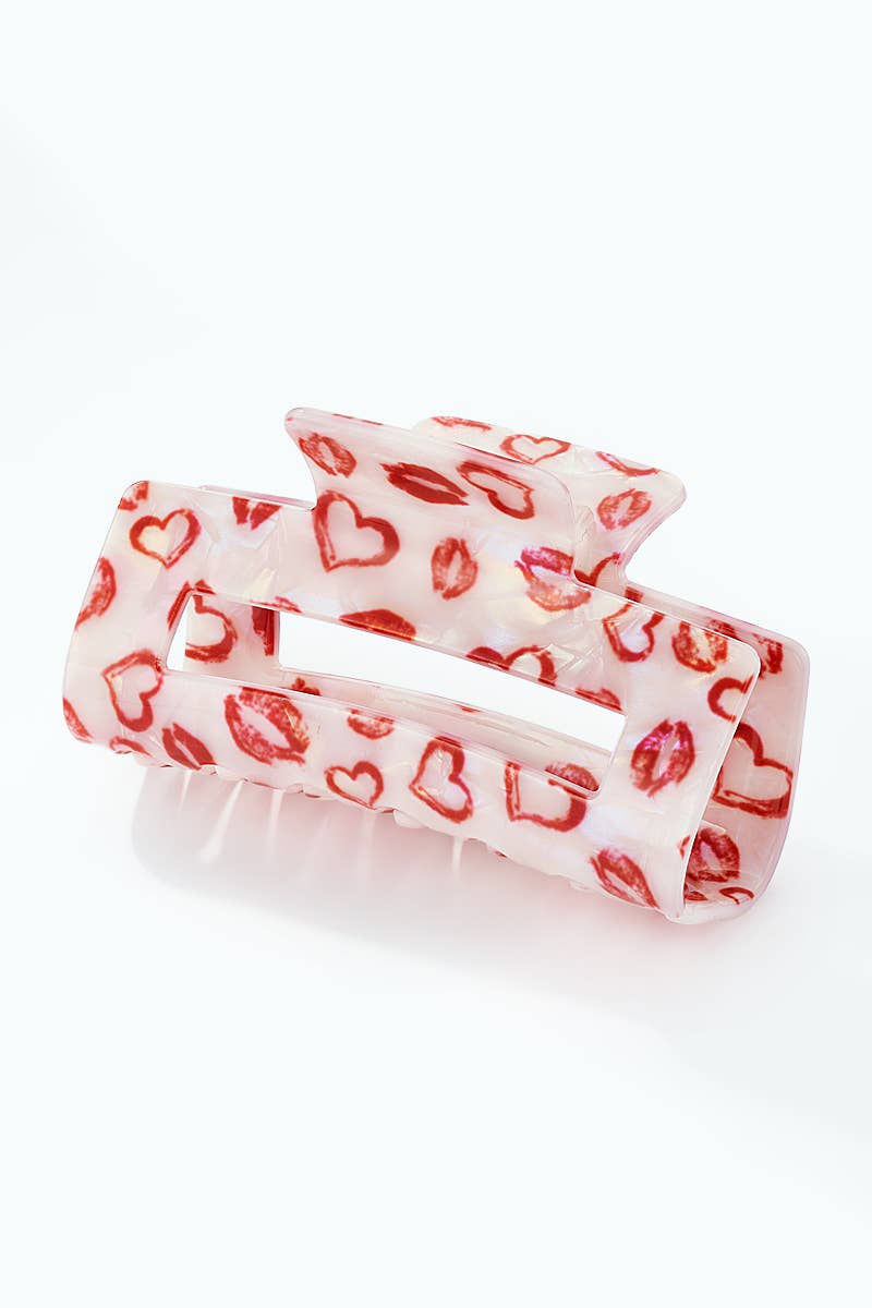 Heart and lips hair claw 8.5 cm YH106SS