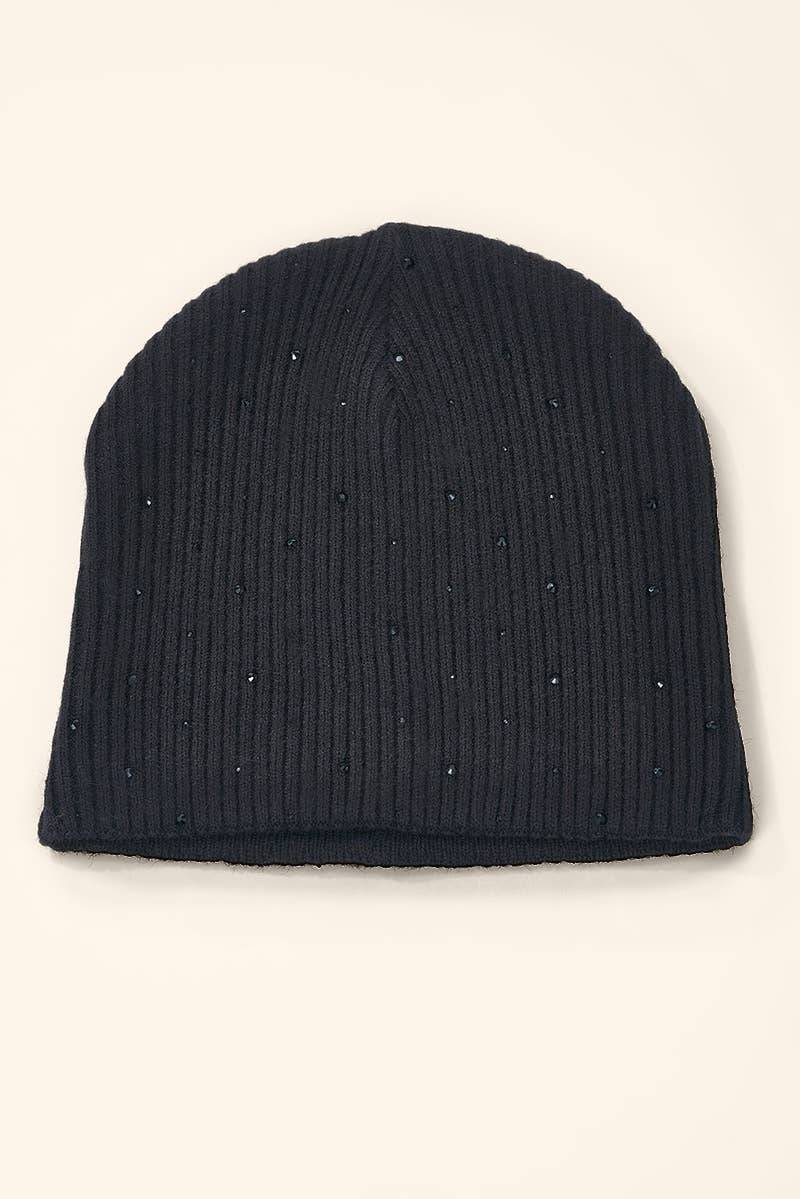 Rhinestone ribbed beanie MJ302SD