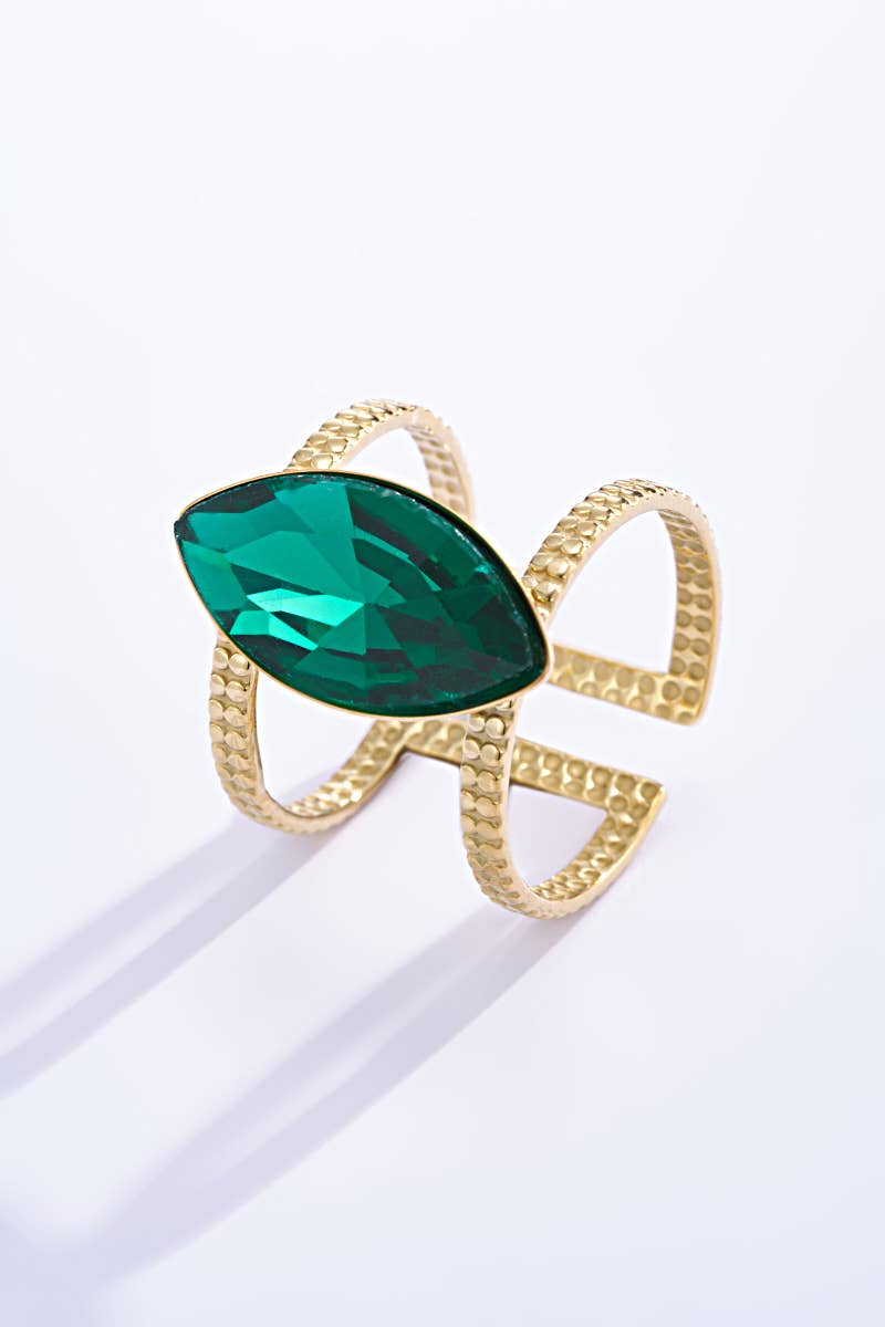 Bague Avec Pierre Coloré En Acier Inoxydable 424RX82