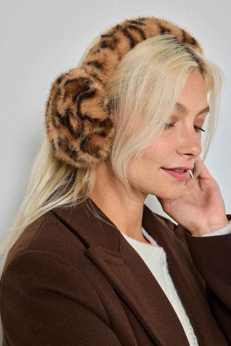 Leopard faux fur earmuffs CC10