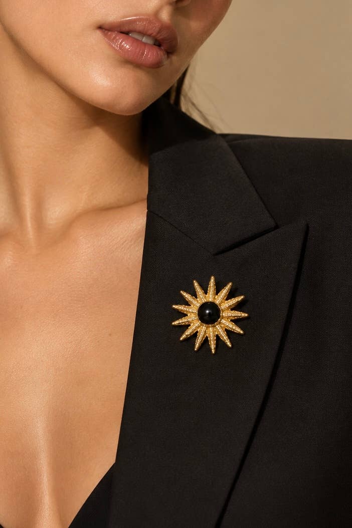 Broche soleil texturé en acier inoxydable BHYAQ127