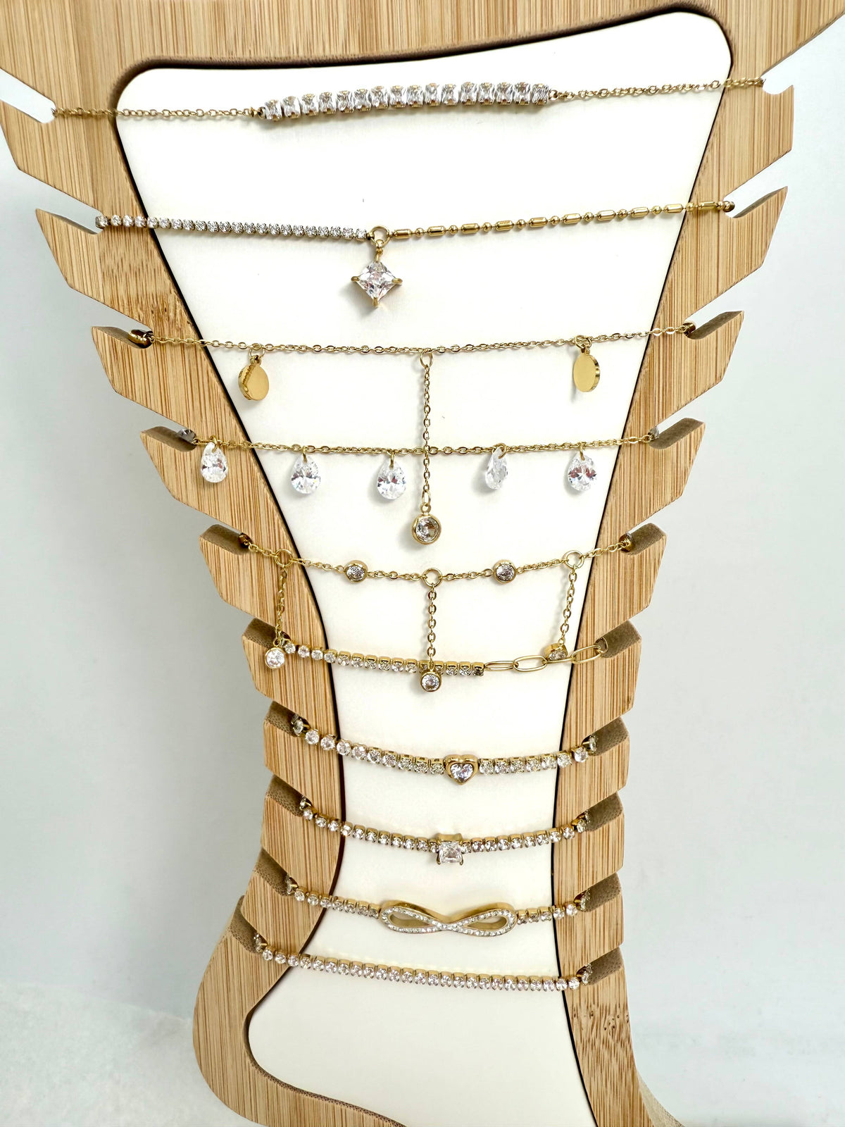 Set of 10 stainless steel anklets SET299