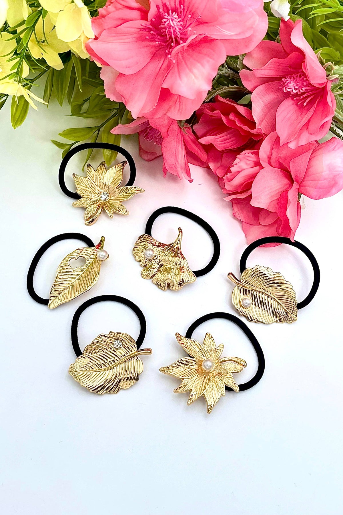 Set of 4 elastic scrunchies with metal ST60