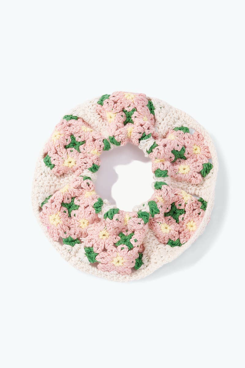 Crochet flower elastic hair scrunchie 13cm FQ300HS