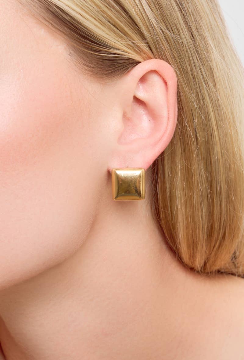 Boucles d'oreilles créoles carré en acier inoxydable 124RX32