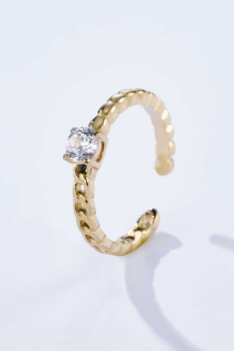 Bague solitaire texturée en acier inoxydable 424AQ105