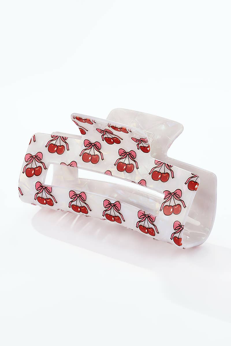 Pince à cheveux cerises avec nœud 8,5 cm YH109SS