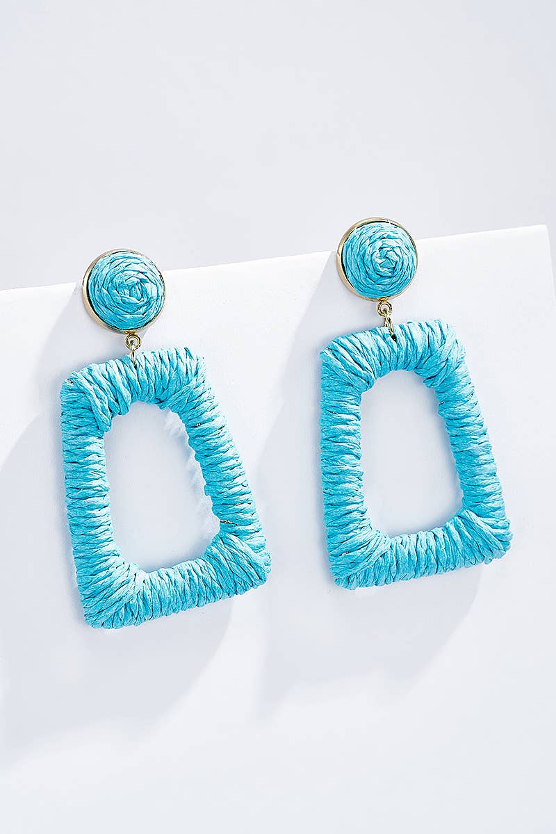 Boucles d'oreilles en paille avec puce acier 124NN05