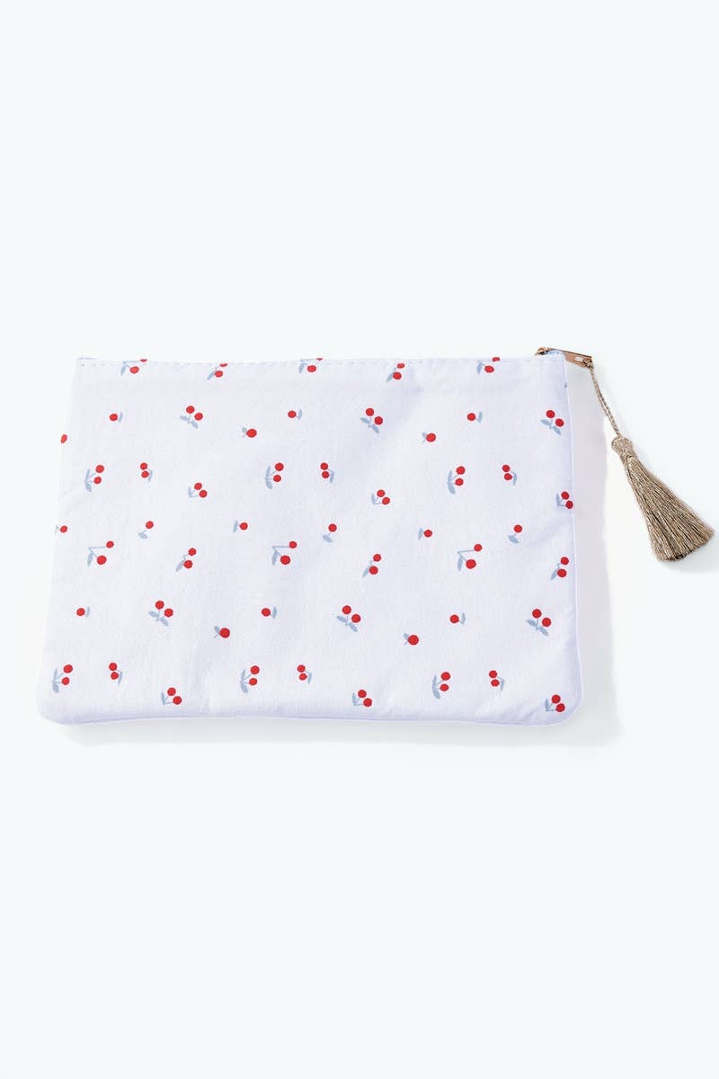 Pochette trousse à motif cerises 21x16 cm CY68