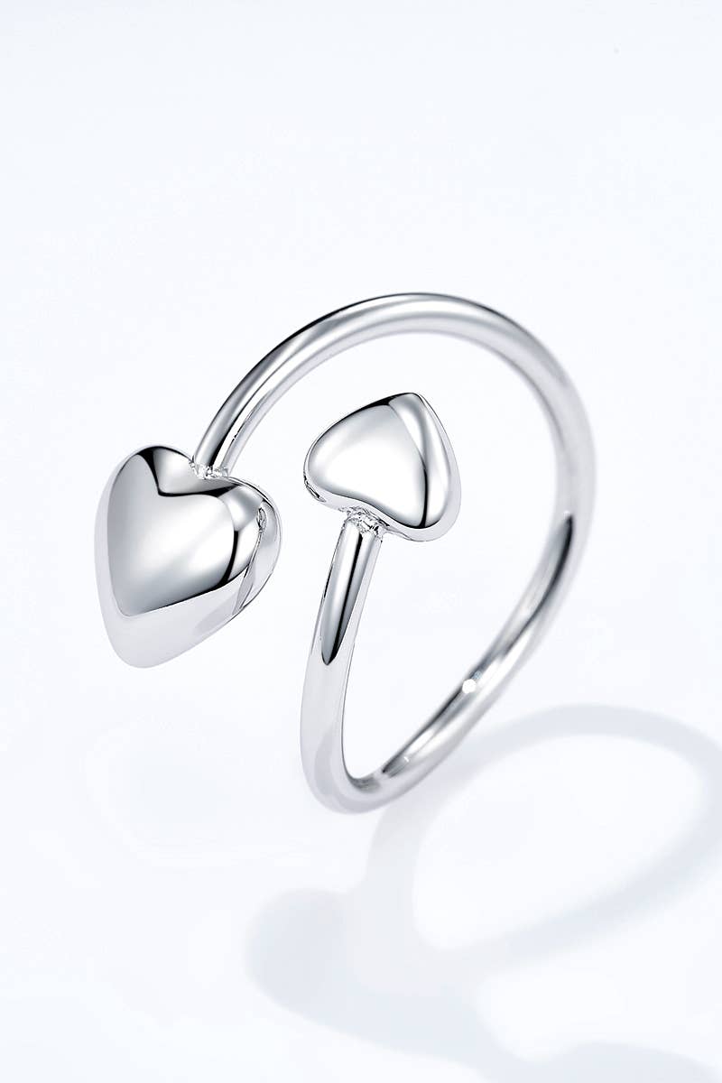 Stainless steel double heart intertwined ring 424AQ135