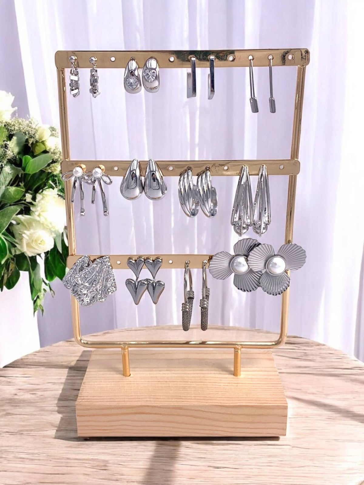 Set de 12 boucles d'oreilles en acier inoxydable SET198
