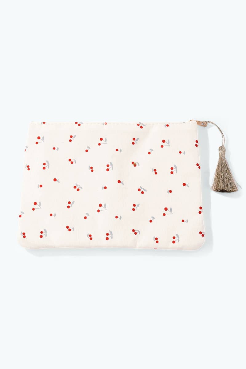 Pochette trousse à motif cerises 21x16 cm CY68