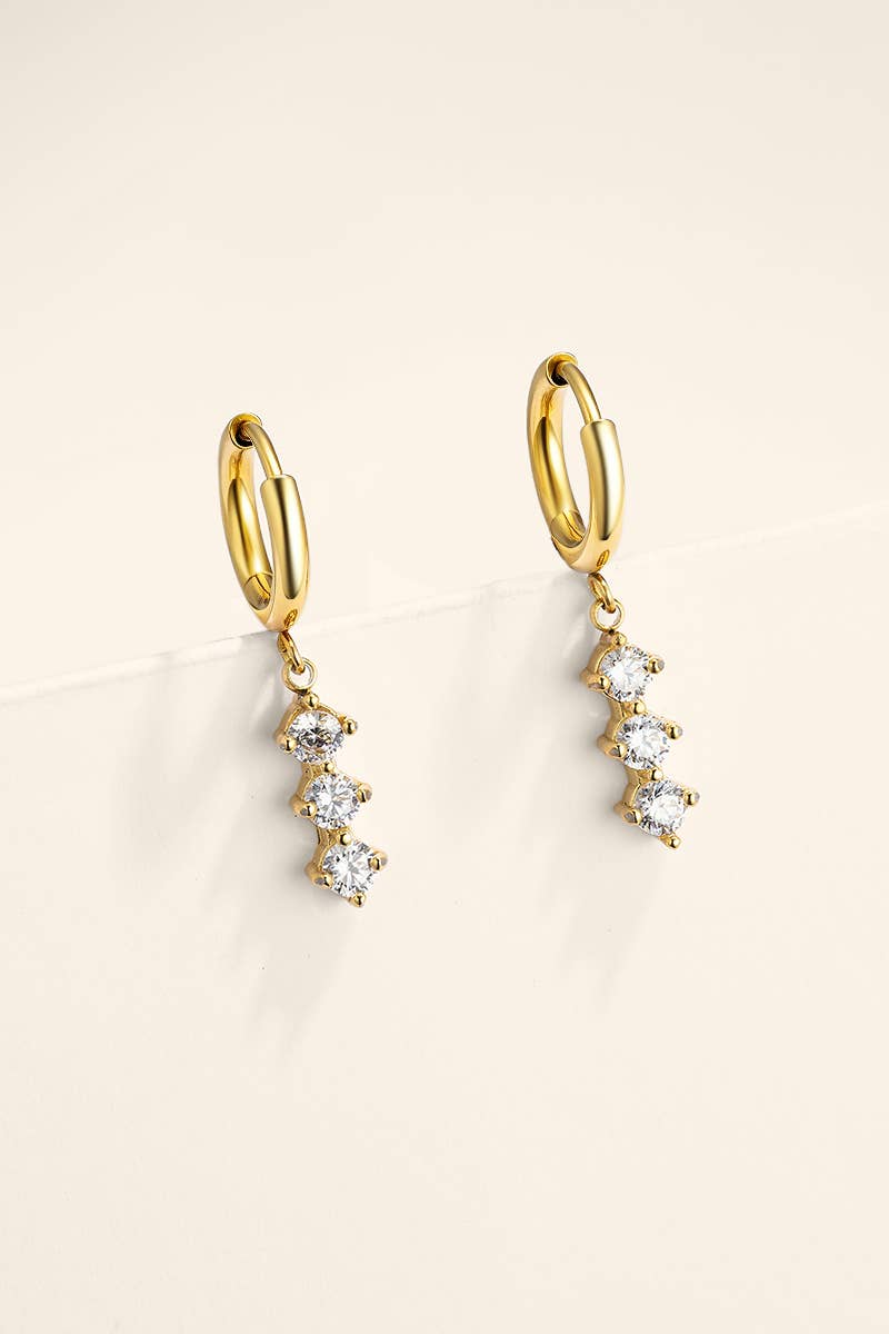Stainless steel trilogy drop hoop earrings 124AQ796