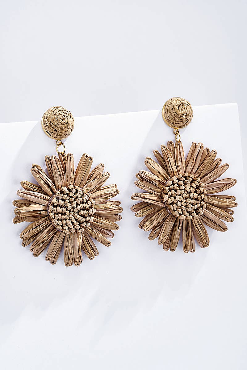 Straw earrings with steel stud 124NN08
