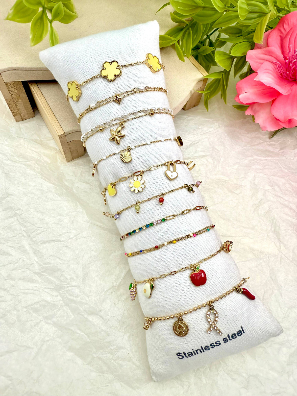 Set 10 bracelets en acier inoxydable sans présentoir SET327