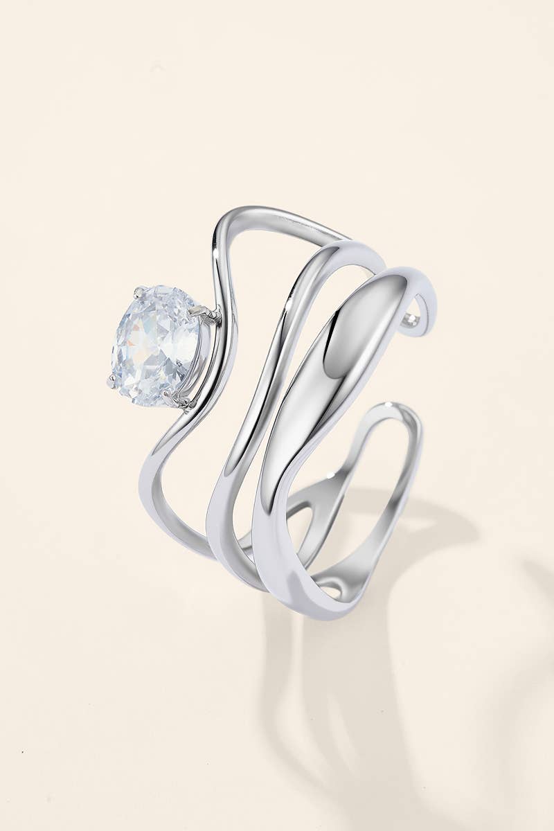 Bague solitaire multi-bandes en acier inoxydable 424AQ332