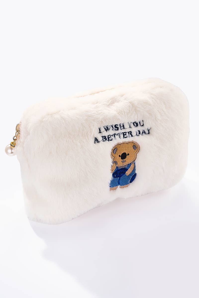 Teddy bear faux fur pencil case CY222JH