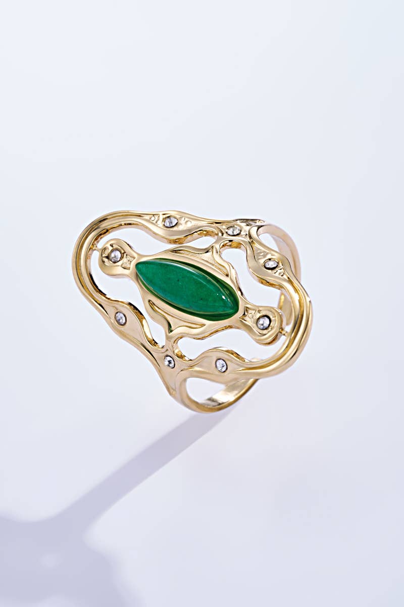 Bague avec pierre colorée en acier inoxydable 424RX88