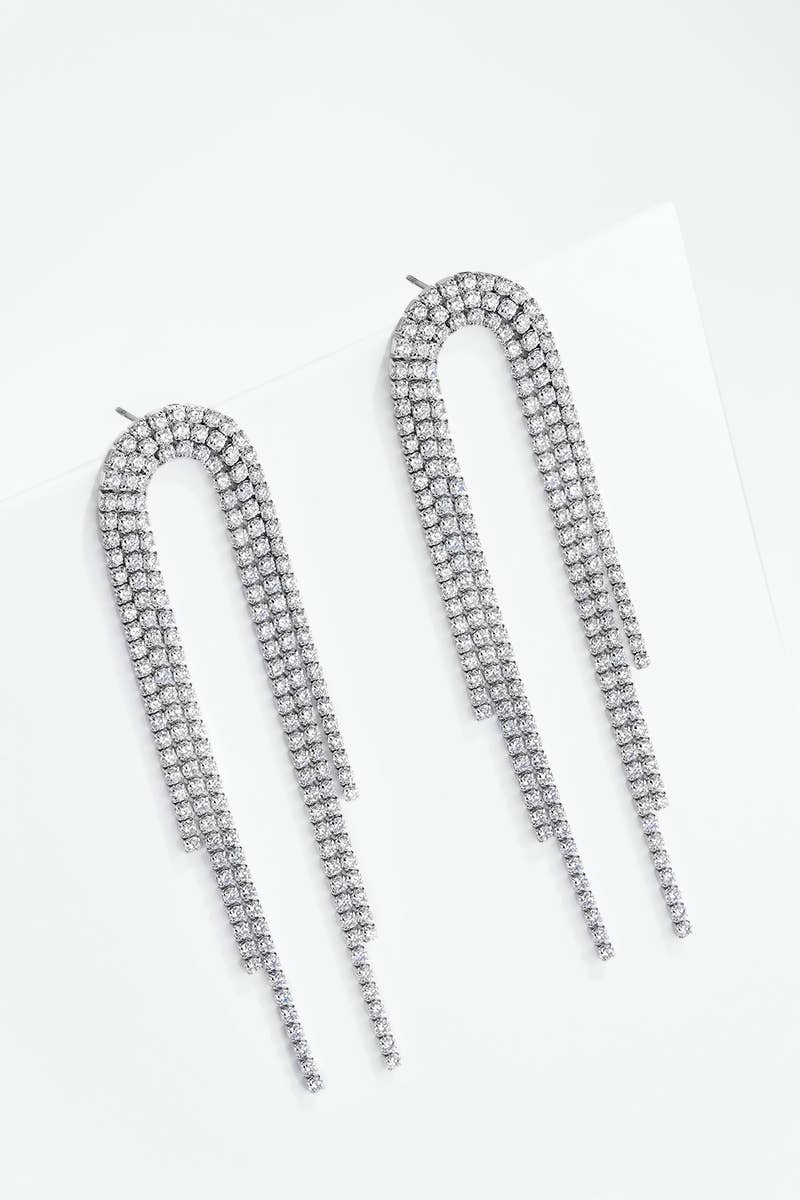 Boucles d’oreilles cascade de zircons en acier 124AQ798