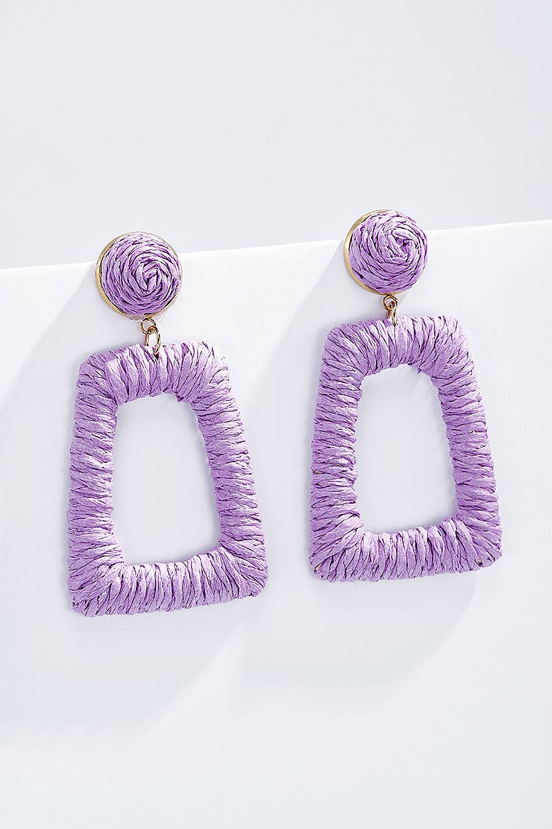 Boucles d'oreilles en paille avec puce acier 124NN05