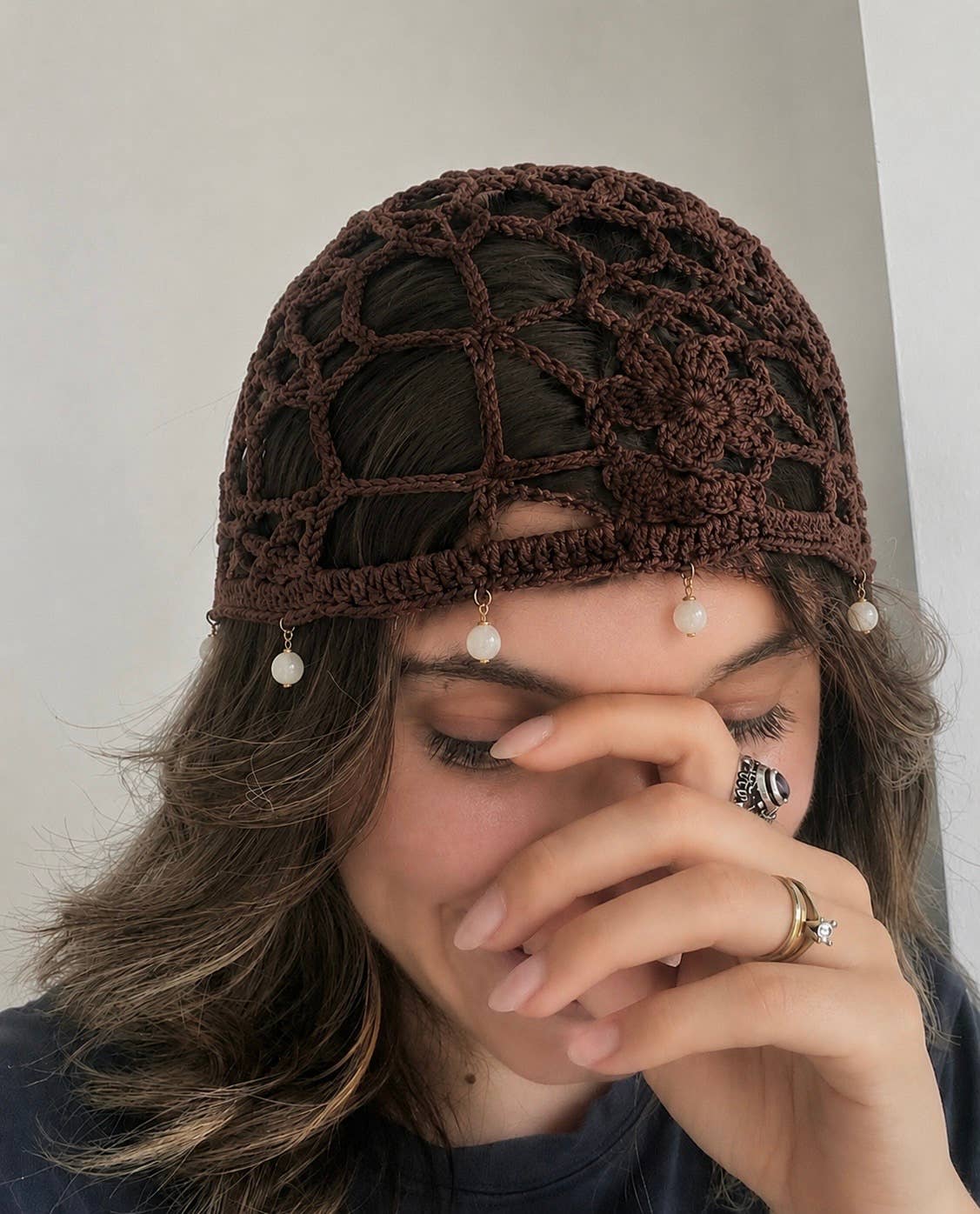 MJ500HS cotton crochet beanie