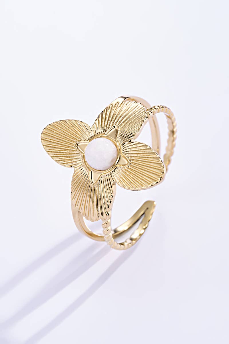 Stainless steel ring with colored stone 424RX110