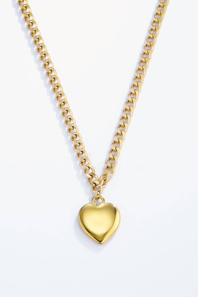 Collier épais avec cœur en acier inoxydable 224RX11