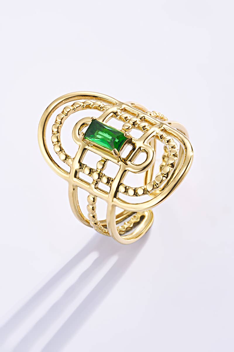Bague Avec Pierre Coloré En Acier Inoxydable 424RX80