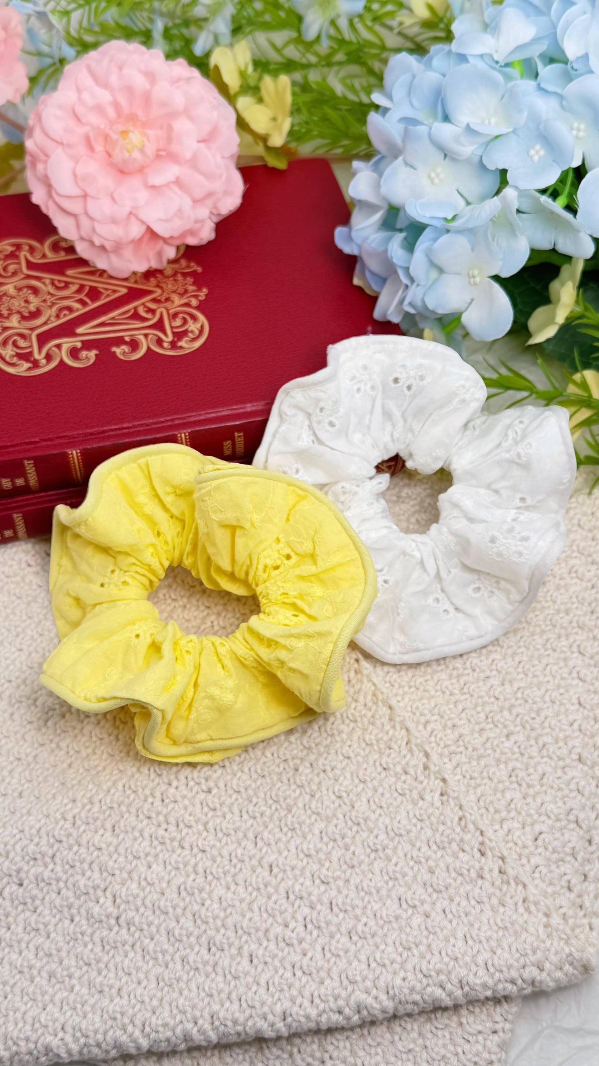 Embroidered elastic scrunchie 12cm FQ220XQ
