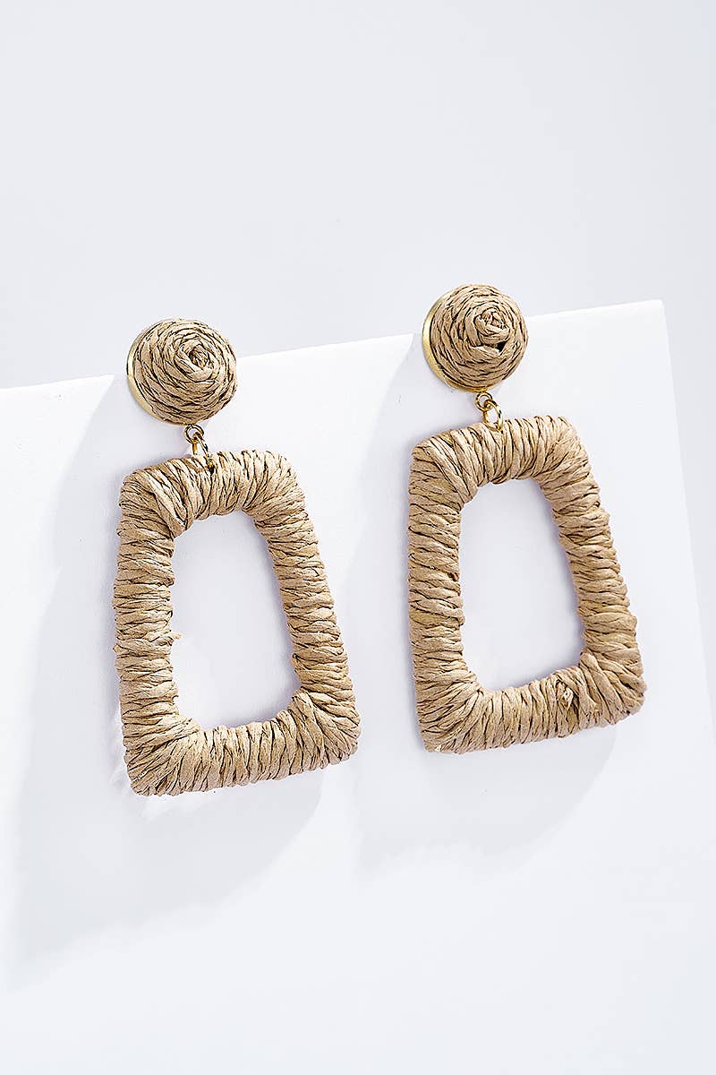 Boucles d'oreilles en paille avec puce acier 124NN05