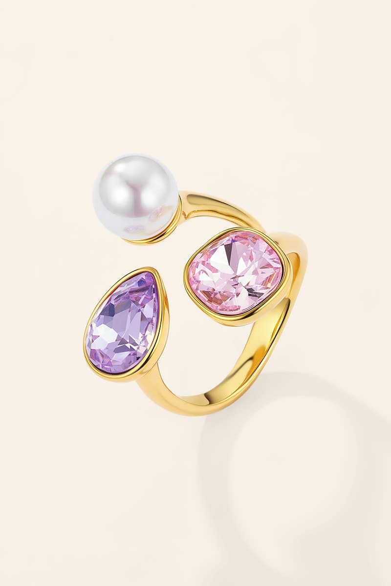 Stainless steel trilogy ring with pearl 424AQ382