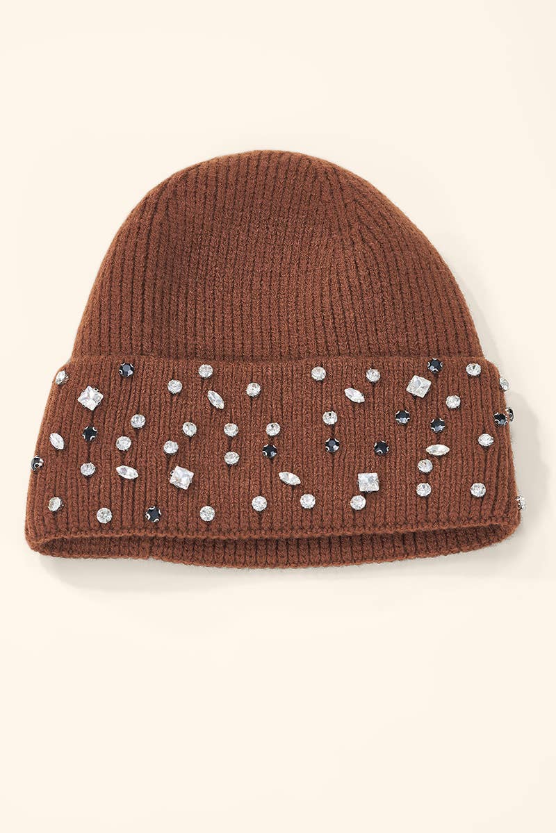 Rhinestone ribbed beanie MJ303SD