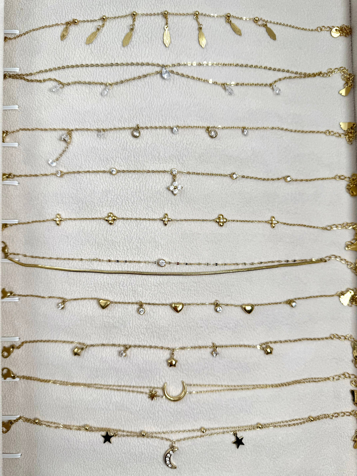 Set of 10 stainless steel anklets SET296