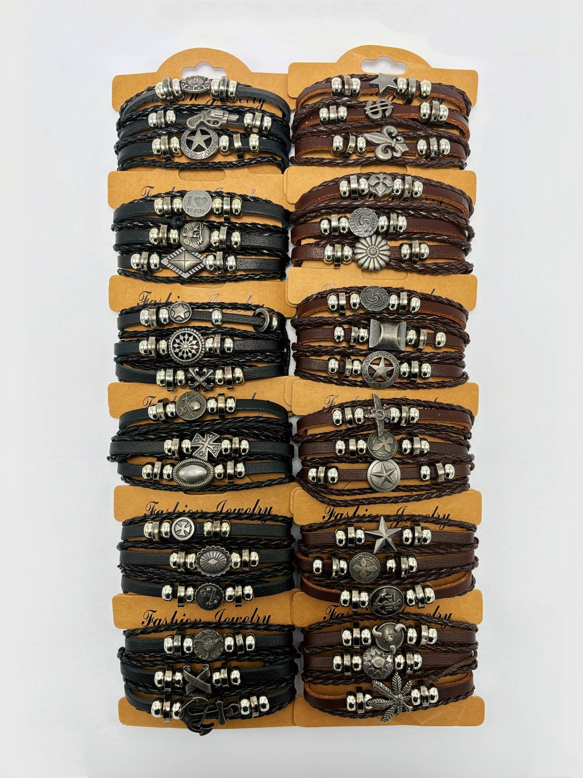 Bracelets en cuir véritable 324QZ04 LOT DE 12