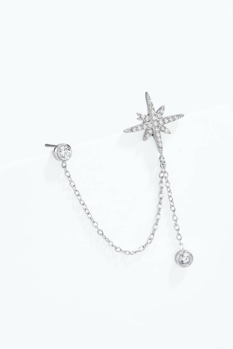 Mono-boucle double piercing étoile en acier 124AQ809